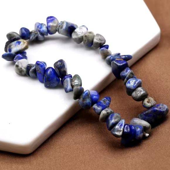 Bracelet And Earrings Set - Lapis Lazuli Natural Healing Stone - Picture 5 of 12